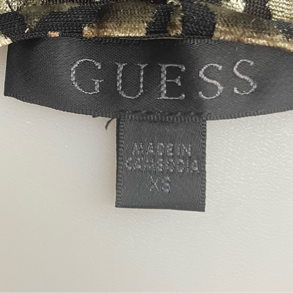 Guess Bodysuit Top Womens V-neck Leopard Print Velvet Sz XS Y2K 90s - Picture 11 of 13